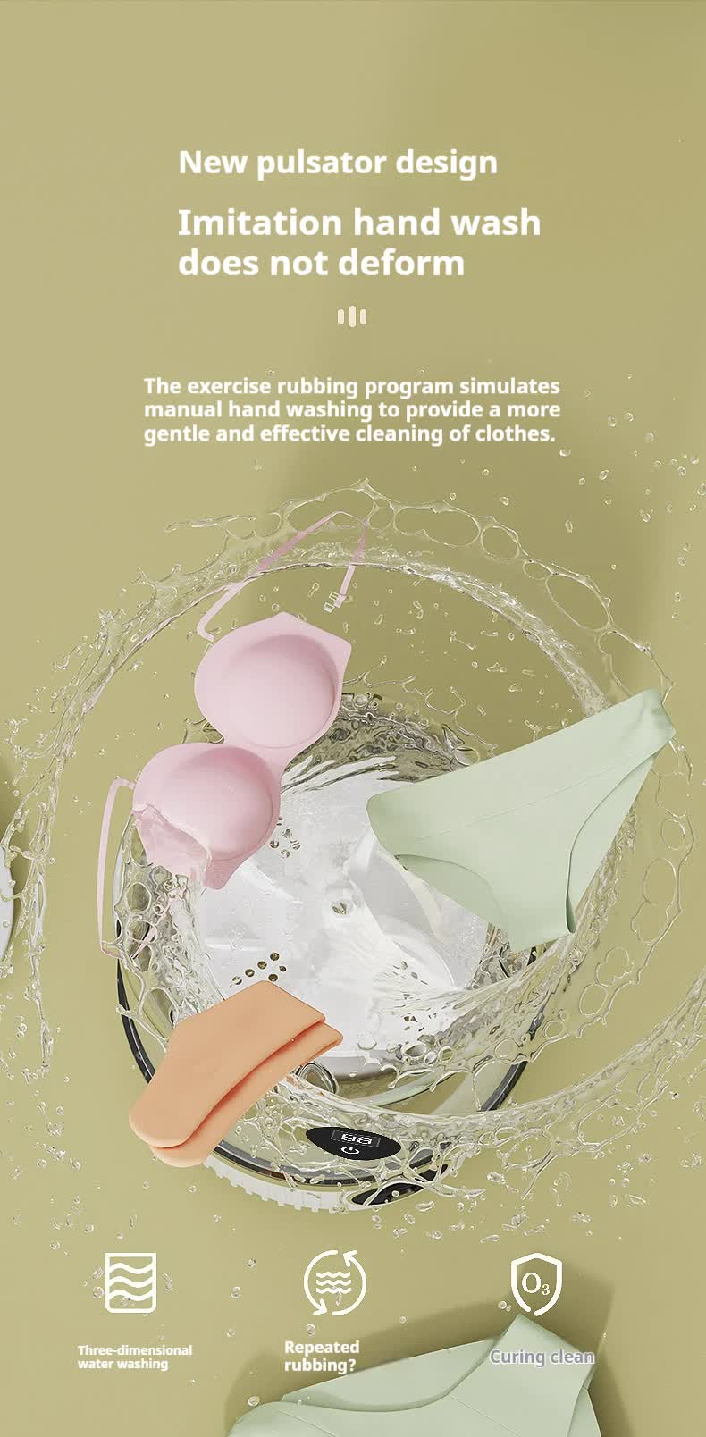 Mini Washing Machine | Blue | Rechargeable USB-C | For Travel, Delicates, Socks