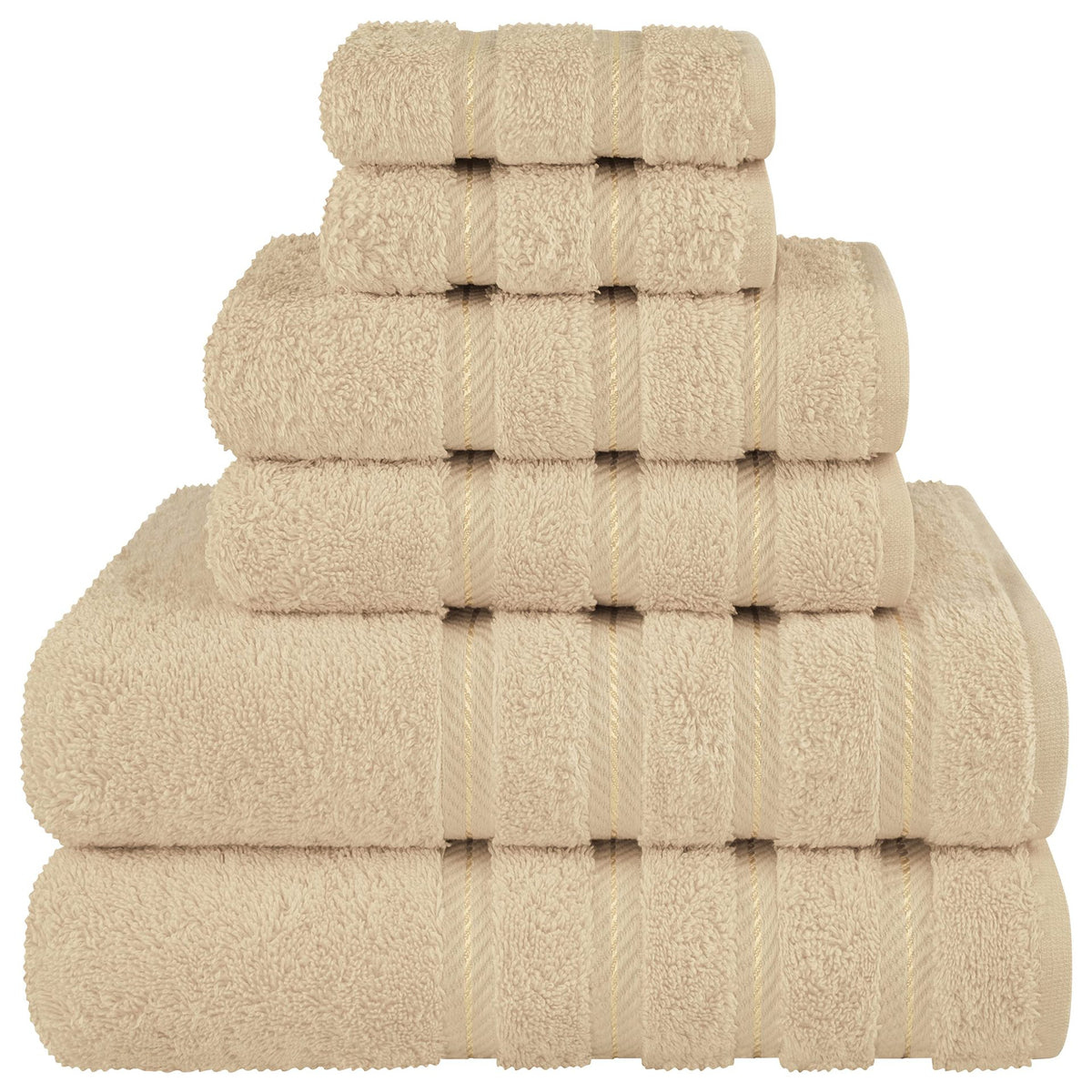Combed Cotton Towel Bale Set | 6-Piece | Ultra Soft & Absorbent | Khaki