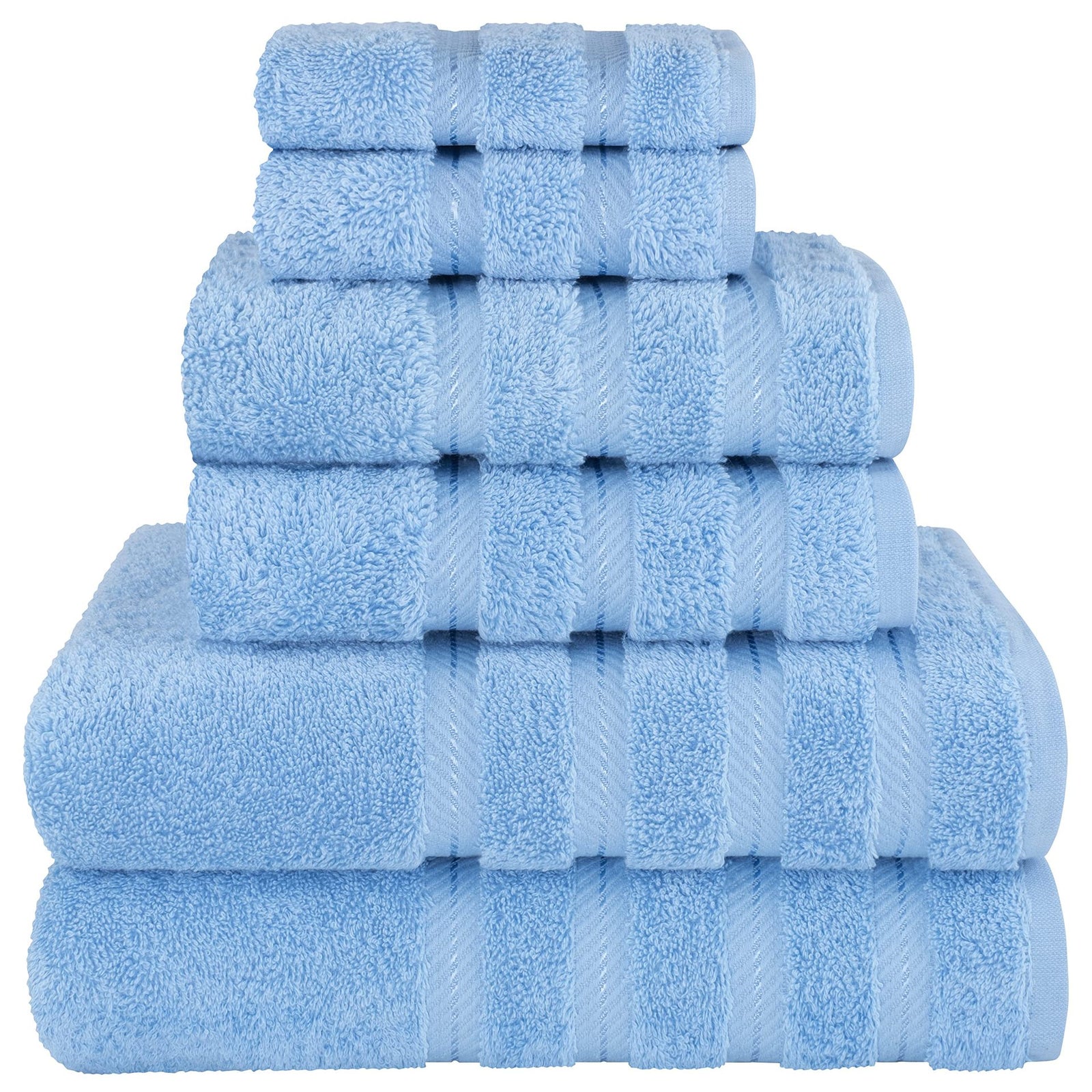 Combed Cotton Towel Bale Set | 6-Piece | Ultra Soft & Absorbent | Light Blue