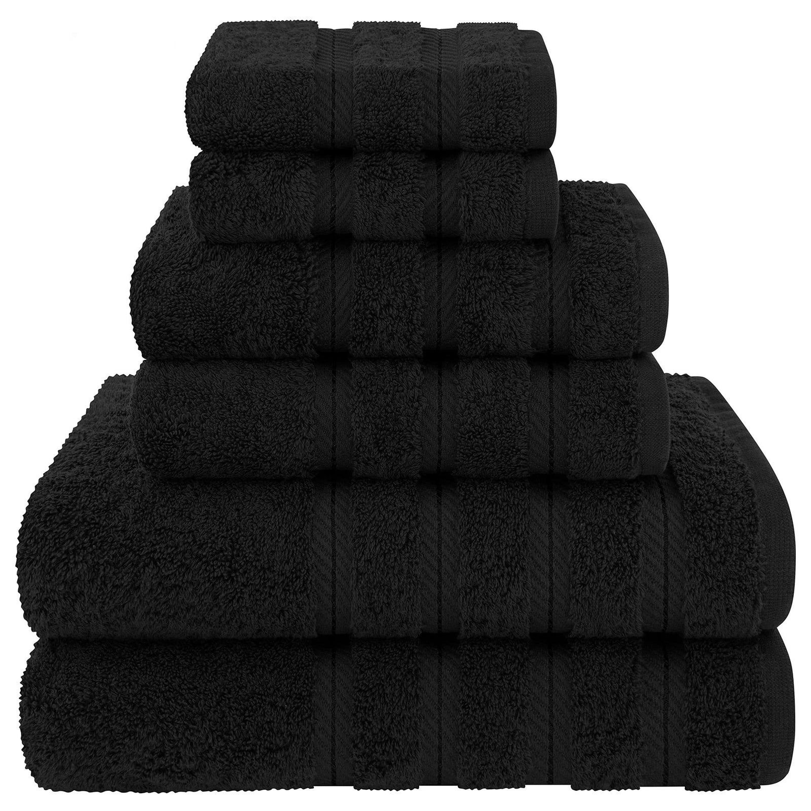 Combed Cotton Towel Bale Set | 6-Piece | Ultra Soft & Absorbent | Black