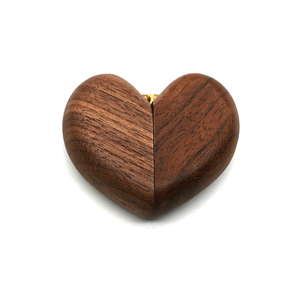 Ring Box | Heart Shaped | Elegant Walnut Wood | Magnetic Closure | Proposal/Wedding
