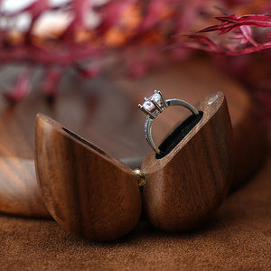 Ring Box | Heart Shaped | Elegant Walnut Wood | Magnetic Closure | Proposal/Wedding