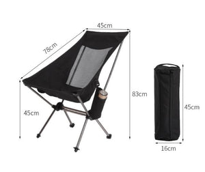 Folding Camping Chair | Portable & Lightweight | High-Back Aluminium Frame | Oxford Fabric | Side Pocket | Black