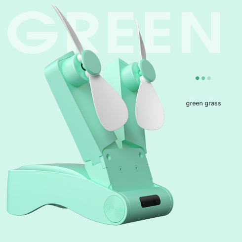 Dual-Head Folding Fan | Pink | USB Rechargeable | 3-Speed | 10.5x4.5x4cm