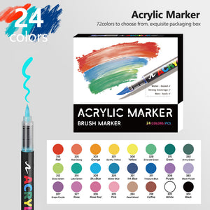 Acrylic Marker Pen Set | 24 Colours | Soft Brush Tip | 13.8cm | Vibrant Cyan | Art Pen