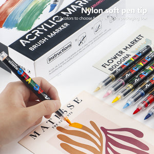 Acrylic Marker Pen Set | 72 Colours | Soft Brush Tip | 13.8cm | Vibrant Cyan | Art Pen