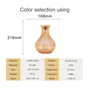 Aroma Diffuser | 500ml | Wood Grain Finish | Essential Oil Humidifier | Lattice Design