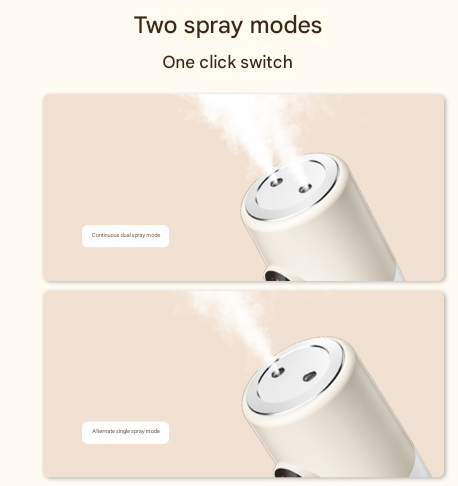 Desktop Dual-Spray Humidifier | Beige | Air Purifier | Portable for Office & Bedroom