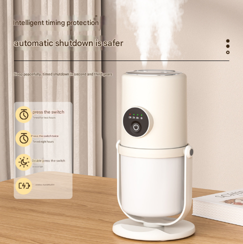 Desktop Dual-Spray Humidifier | White + Base | Air Purifier | Portable for Office & Bedroom
