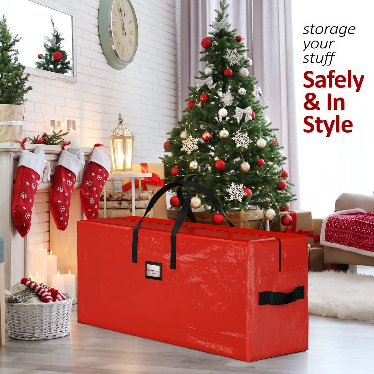 Christmas Tree Storage Bag | 165x38x76cm | Red | Dustproof & Durable