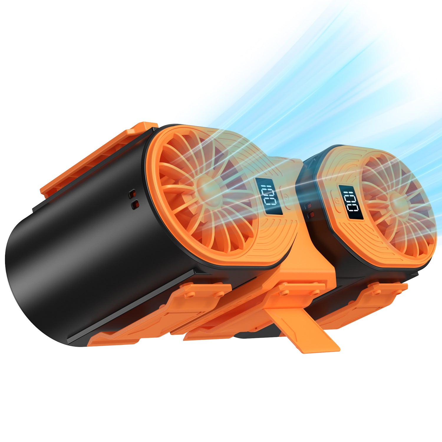 Turbo Waist Fan | Portable | Dual Air Outlets | Digital Display | Black-Orange