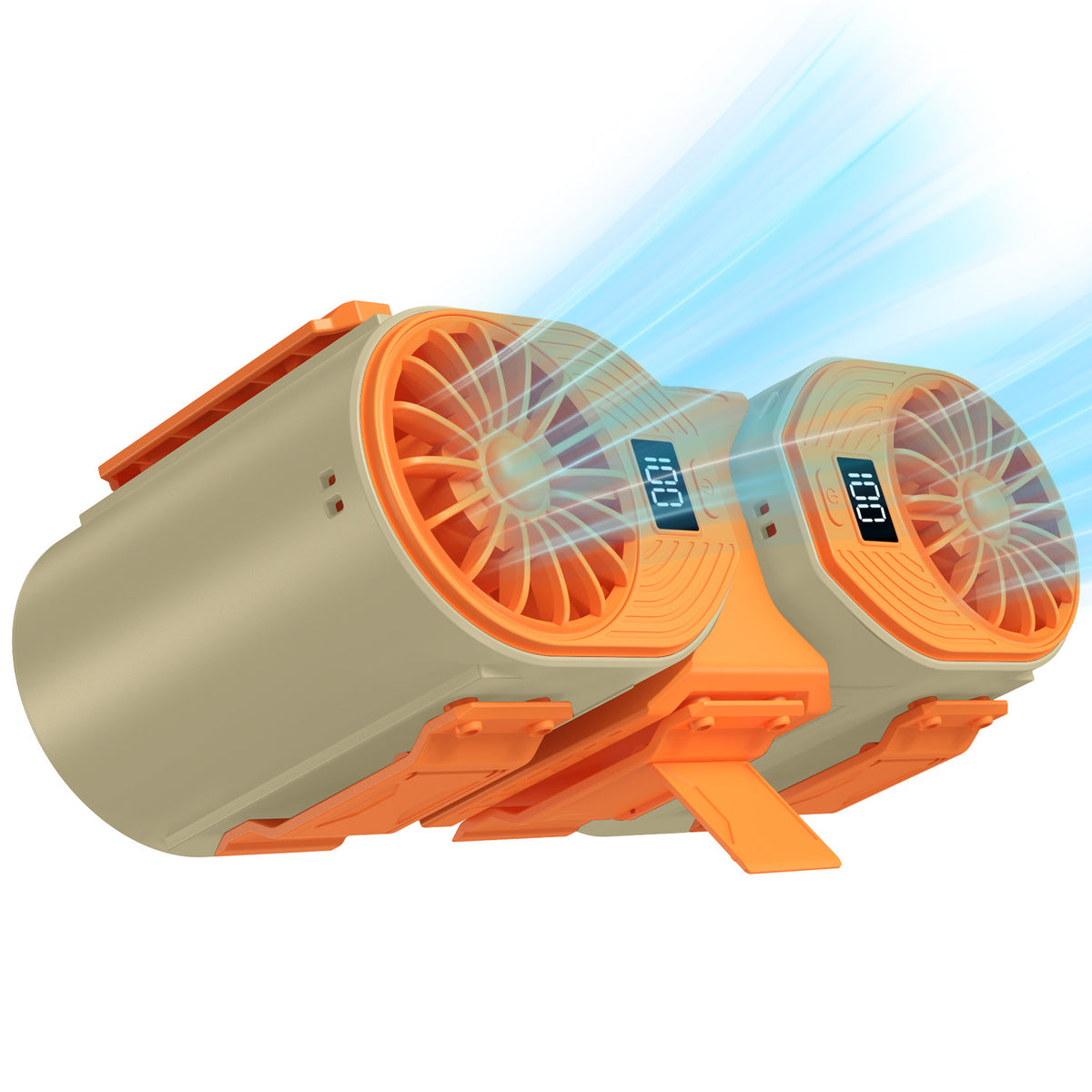 Turbo Waist Fan | Portable | Dual Air Outlets | Digital Display | Brown-Orange