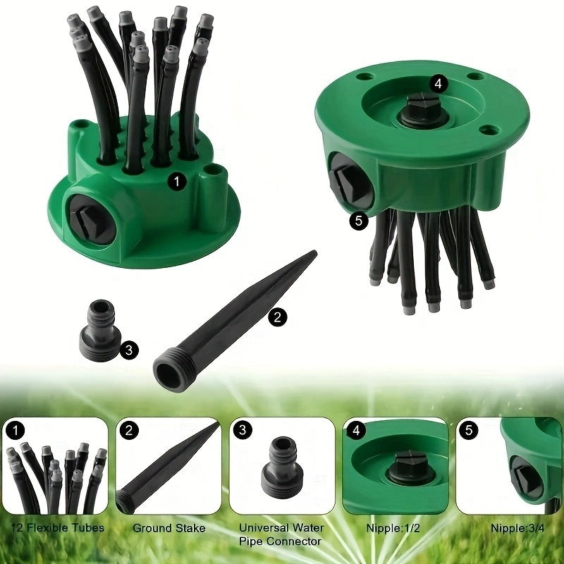 3pc 360° Multi-Head Garden Sprinkler Set | Efficient Lawn Watering | Irrigation Kit