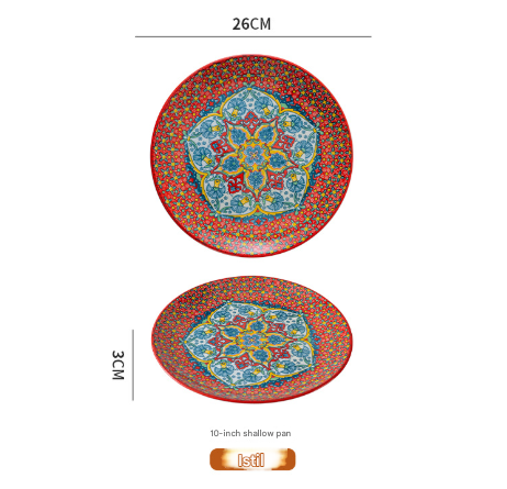 Bohemian Ceramic Shallow Plate | 10-Inch | Isidil Design