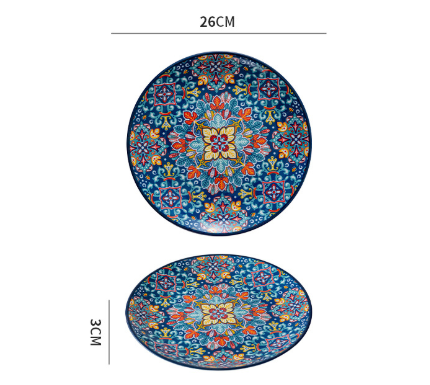 Bohemian Ceramic Shallow Plate | 10-Inch | Lambos
