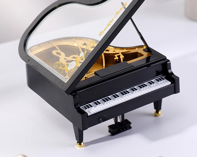 Grand Piano Music Box | Black | Classical Ballerina Dancer | Regular Size