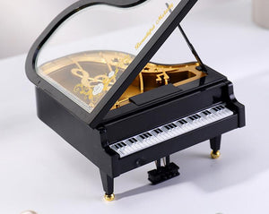 Grand Piano Music Box | Black | Classical Ballerina Dancer | Regular Size