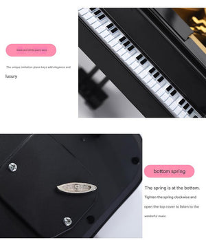 Grand Piano Music Box | Black | Classical Ballerina Dancer | Regular Size