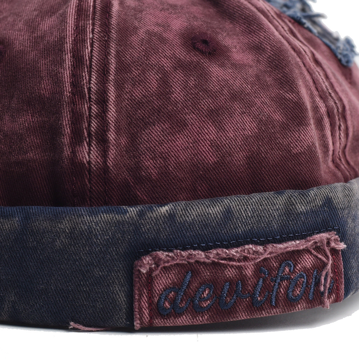 Vintage Cotton Docker Cap | Khaki | Star Patch | Unisex Brimless Beanie