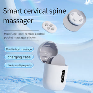 Cervical Spine EMS Massager Sticker | White | Smart | 6 Modes | 16 Strengths | Remote & Charging Case