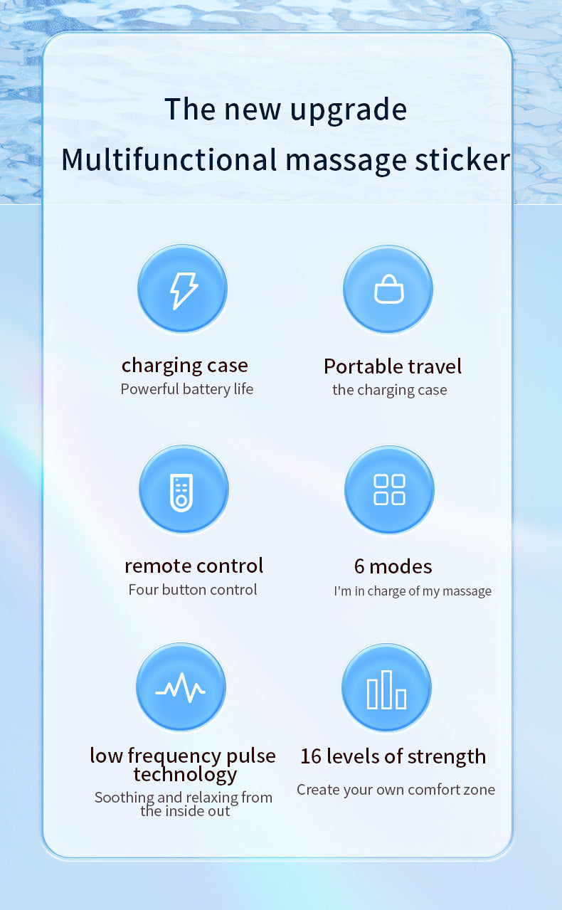 Cervical Spine EMS Massager Sticker | White | Smart | 6 Modes | 16 Strengths | Remote & Charging Case