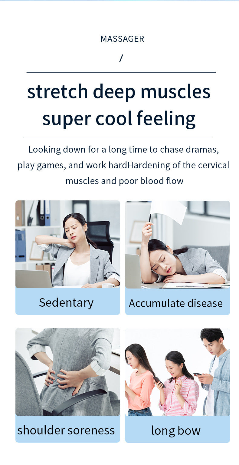 Cervical Spine EMS Massager Sticker | White | Smart | 6 Modes | 16 Strengths | Remote & Charging Case