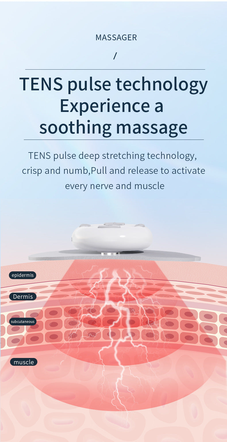 Cervical Spine EMS Massager Sticker | White | Smart | 6 Modes | 16 Strengths | Remote & Charging Case