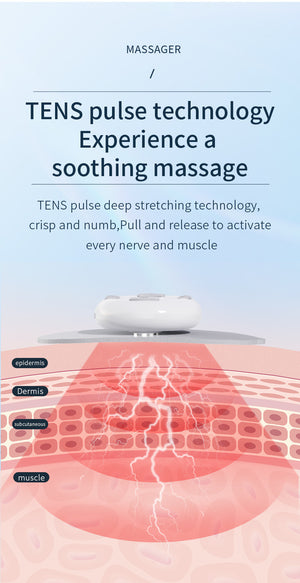 Cervical Spine EMS Massager Sticker | White | Smart | 6 Modes | 16 Strengths | Remote & Charging Case