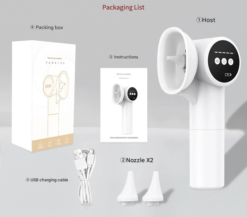 Electric Ear Wax Remover | Irrigation System | 5 Modes | USB-C | Hot Air Drying | White