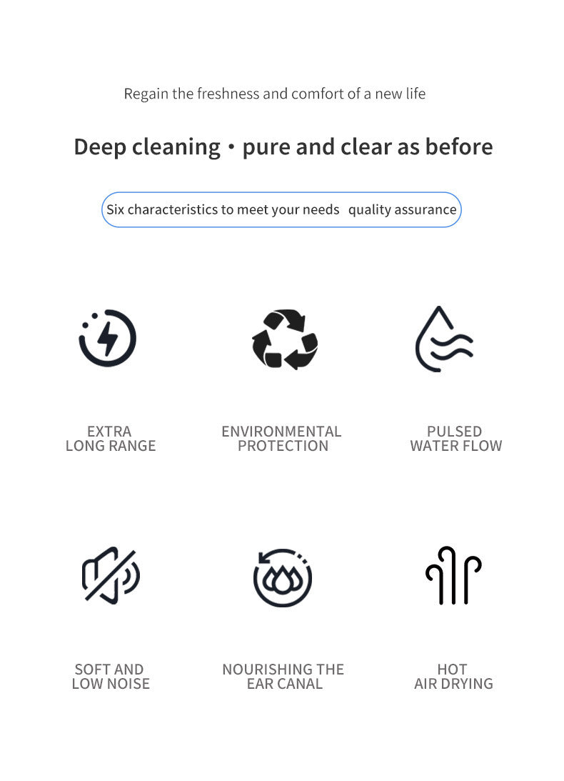 Electric Ear Wax Remover | Irrigation System | 5 Modes | USB-C | Hot Air Drying | Black