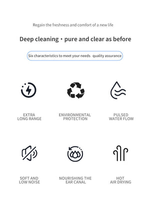 Electric Ear Wax Remover | Irrigation System | 5 Modes | USB-C | Hot Air Drying | Black