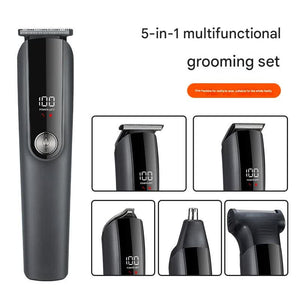 Men’s Grooming Kit | 5-in-1 | Cordless Clipper + Trimmer | Electroplating Gun Finish