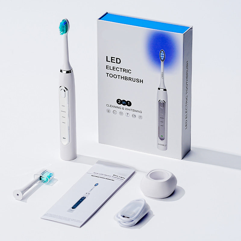 Sonic Electric Toothbrush | LED Light | 2-in-1 Cleaning & Whitening | 4 Modes | White