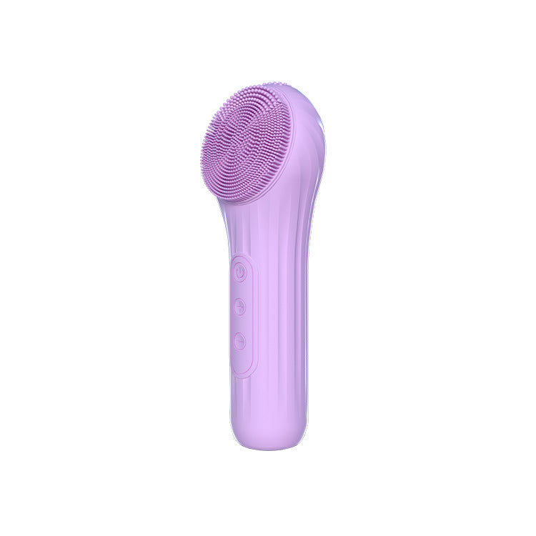 Silicone Facial Cleansing Brush | Purple | 6-Speed Vibration | Warming Function | Antibacterial