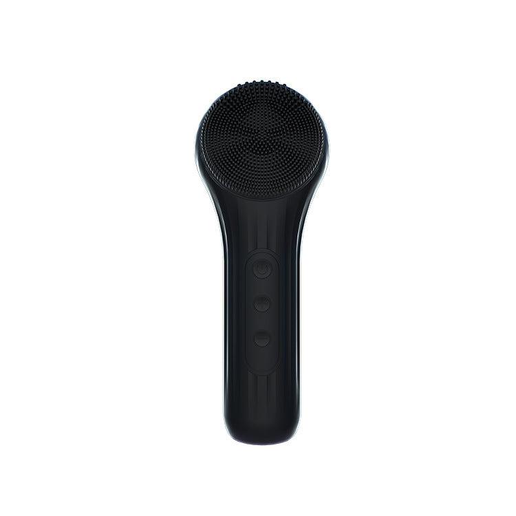 Silicone Facial Cleansing Brush | Black | 6-Speed Vibration | Warming Function | Antibacterial