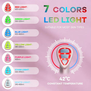 LED Facial Therapy Wand | Pink | 7-in-1 | 180° Rotating Head | 42°C Heat Treatment