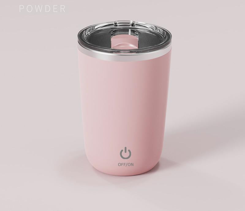 Mini Self-Stirring Mug | Portable Stainless Steel | USB-C Rechargeable | 4-Hour Use | Pink