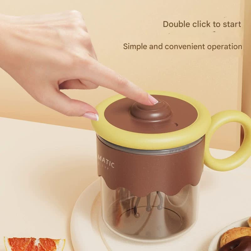 Self-Stirring Coffee Mug 400ml | Automatic USB-C Rechargeable | 5000RPM Trident Stirring Rod | Pink