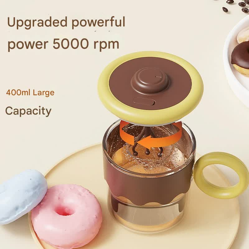 Self-Stirring Coffee Mug 400ml | Automatic USB-C Rechargeable | 5000RPM Trident Stirring Rod | Blue