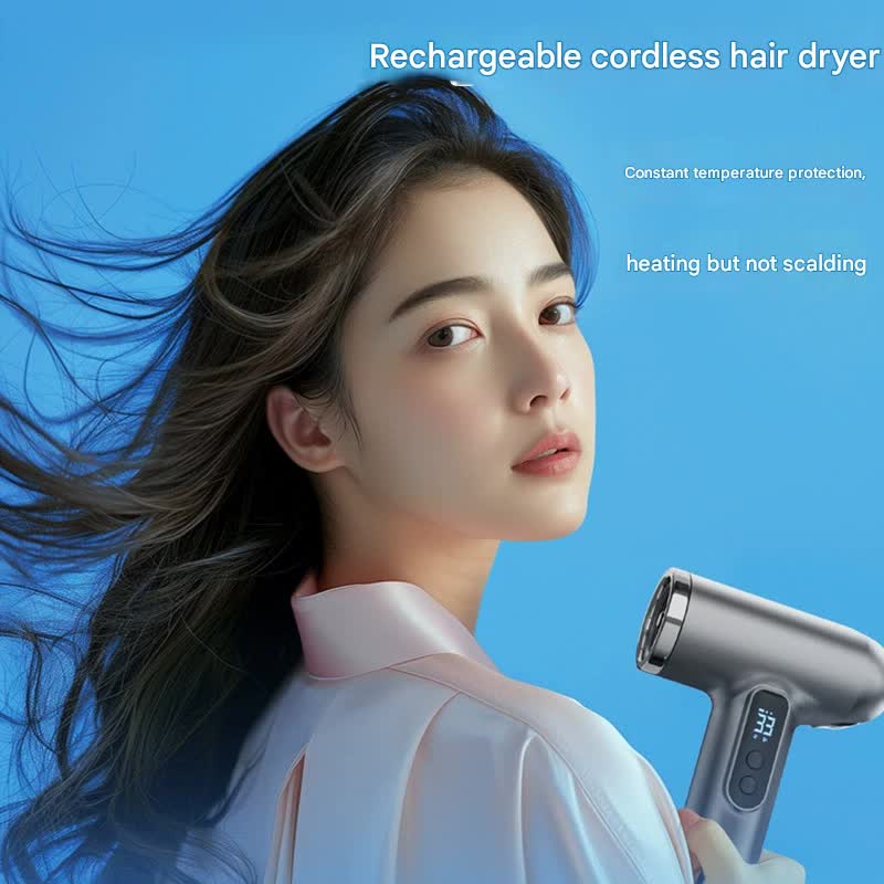 Cordless Hair Dryer | High-Speed 120,000 RPM | Hot & Cold Air | 15600mAh Battery | Grey