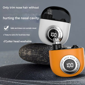 Mini Nose Hair Trimmer | USB-C Rechargeable | LED Display | Washable Head | Pain-Free Grooming | Orange