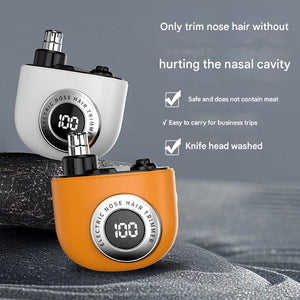 Mini Nose Hair Trimmer | USB-C Rechargeable | LED Display | Washable Head | Pain-Free Grooming | Orange