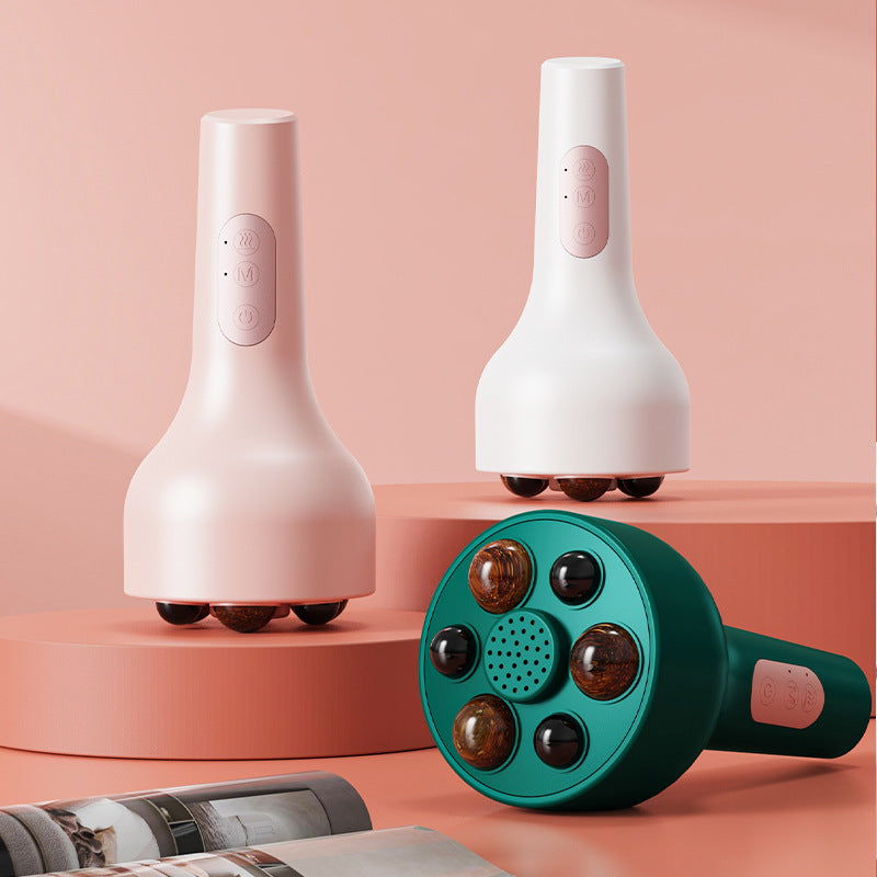 Smokeless Moxibustion & Massage Device | Rechargeable | Hot Compress | Red Light Therapy | Pink