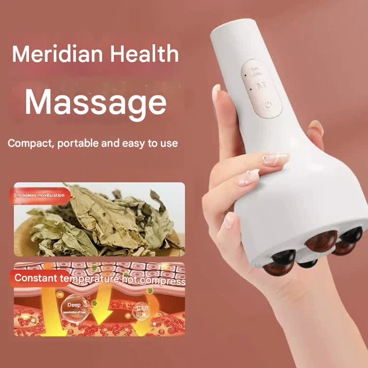 Smokeless Moxibustion & Massage Device | White | Hot Compress | Red Light Therapy | Rechargeable