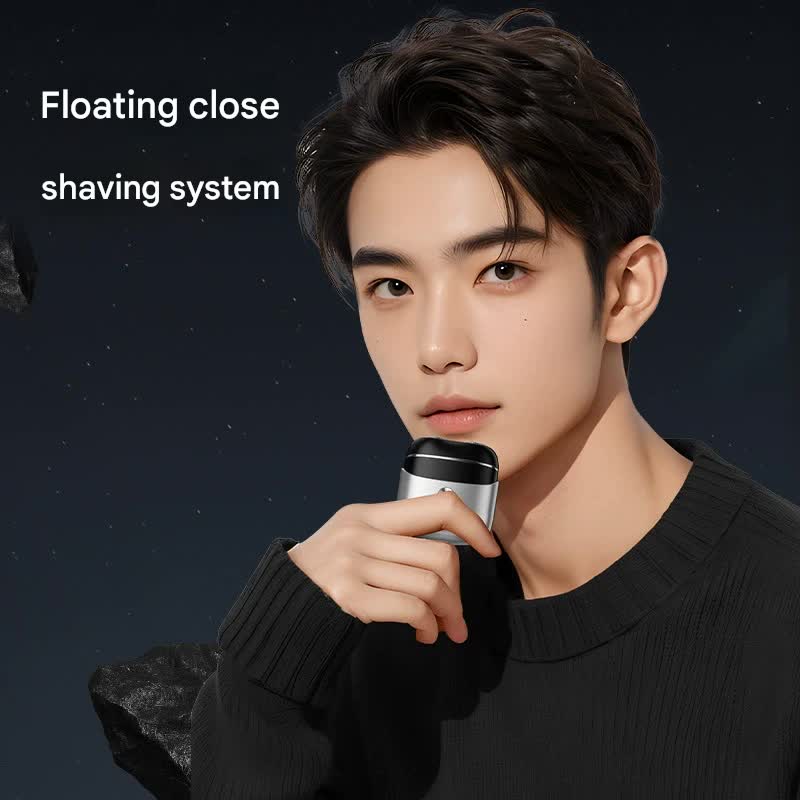 Mini Electric Shaver | Dual Floating Heads | USB-C Fast Charge | Waterproof & Magnetic | Silver