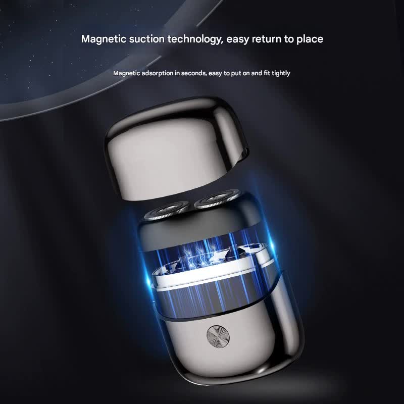 Mini Electric Shaver | Dual Floating Heads | USB-C Fast Charge | Waterproof & Magnetic | Silver
