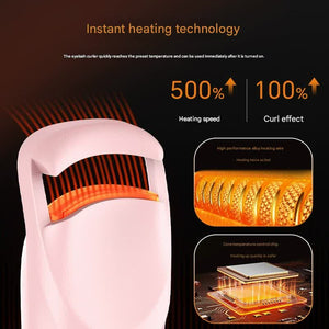 Heated Eyelash Curler | USB-C Rechargeable | Fast Heating | Long-Lasting Curl | Pink