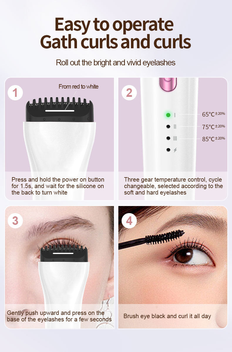 Heated Eyelash Curler | 3 Temp Settings | Rapid 30s Heat-Up | Anti-Scald Design | Purple