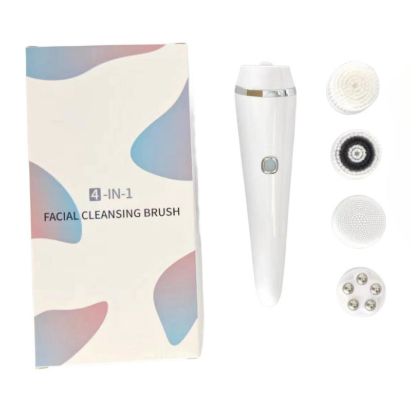 4-in-1 Facial Cleansing Brush | Electric & Waterproof | Bi-Directional Spin | 3 Speeds | USB Rechargeable | White
