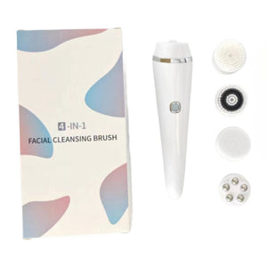 4-in-1 Facial Cleansing Brush | Electric & Waterproof | Bi-Directional Spin | 3 Speeds | USB Rechargeable | White